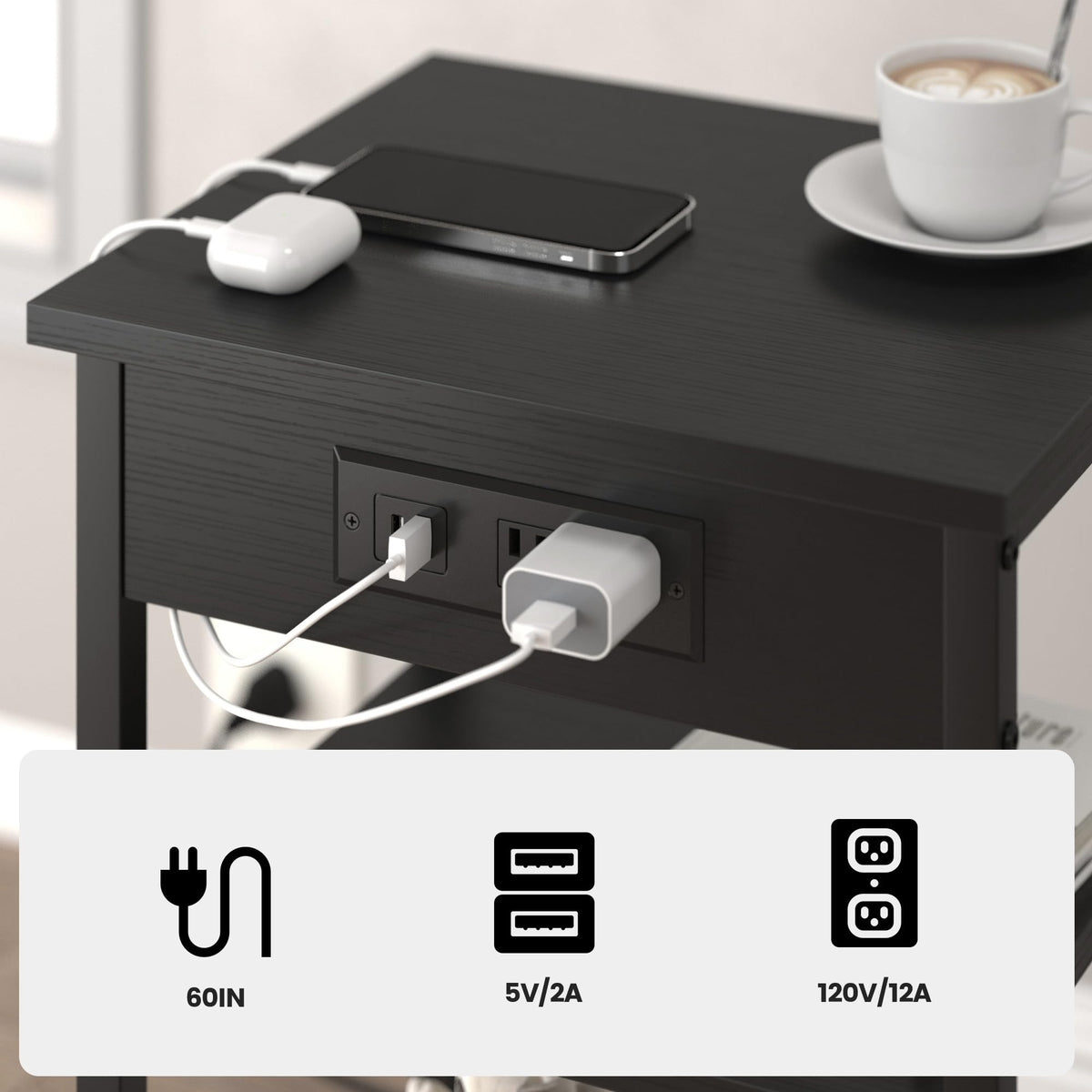 CALERTAIN end table assembly with easy instructions and a short setup video.
