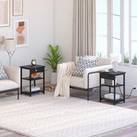 CALERTAIN night stand with wood top, suited for bedside or living room tasks.