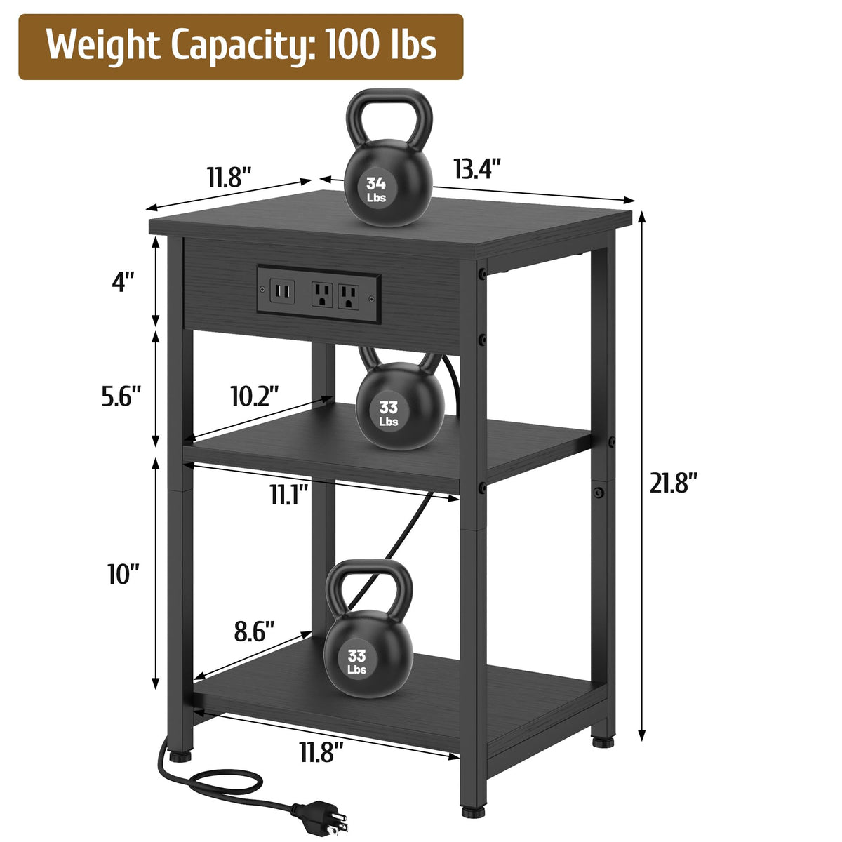 CALERTAIN side table features durable steel legs for stable support on any floor.