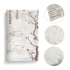 Machine-wash friendly care label on Calibron blanket.