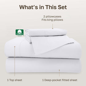 California Design Den deep-pocket elastic fitted sheet ensures a snug mattress grip.