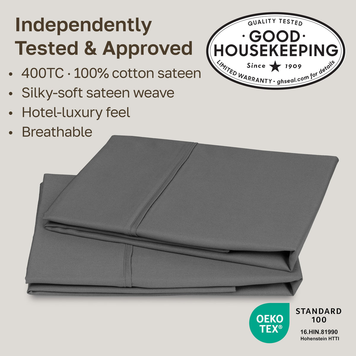 California Design Den 100% cotton sateen shows a subtle sheen and soft touch.