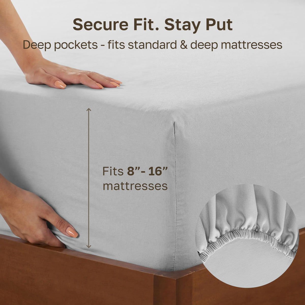 California Design Den 16 inch deep pocket keeps sheet aligned on thick mattresses