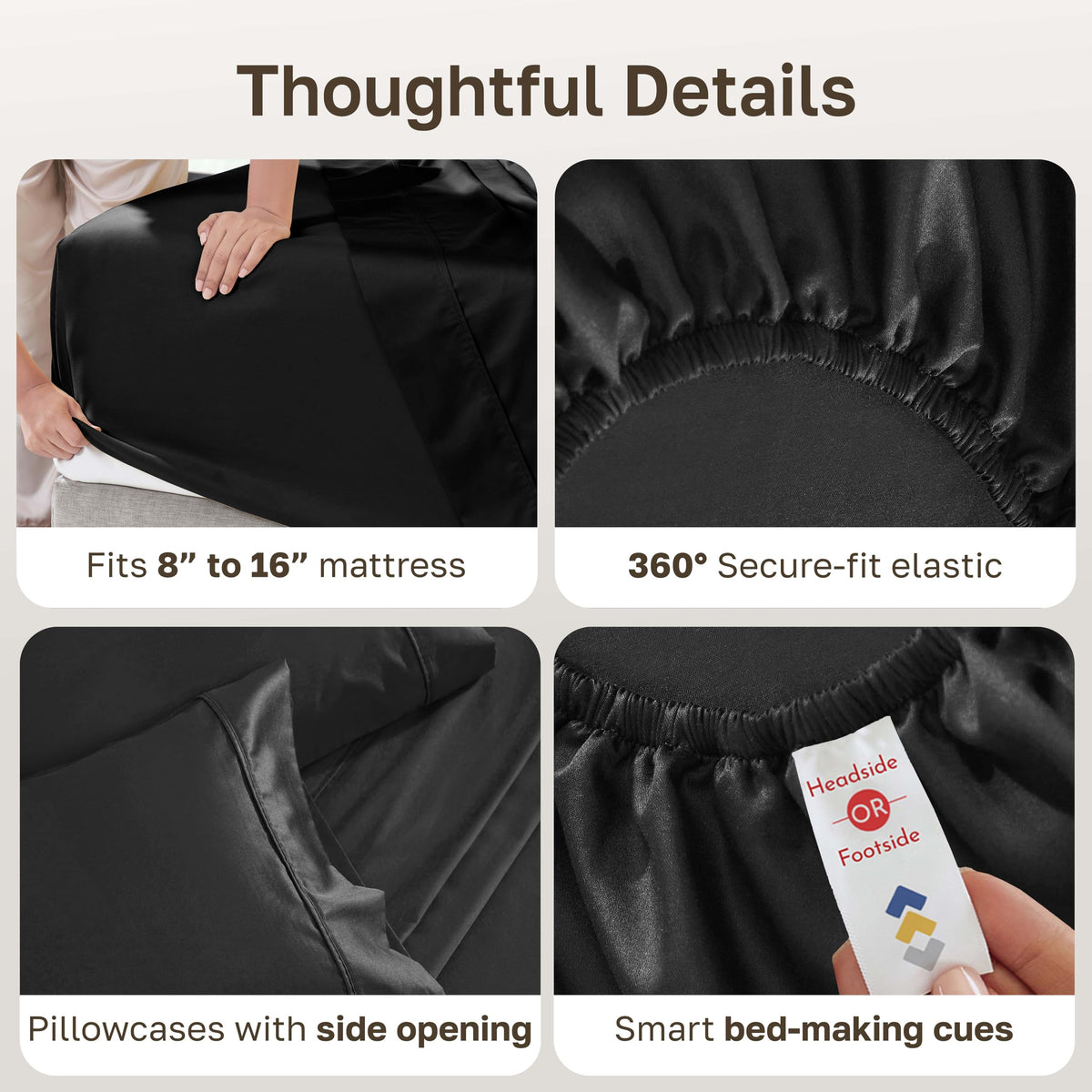 California Design Den 4-piece queen set includes flat sheet, fitted sheet, pillowcases.
