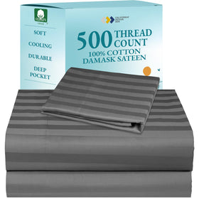 California Design Den 500TC twin flat sheet with silky sateen finish for everyday comfort
