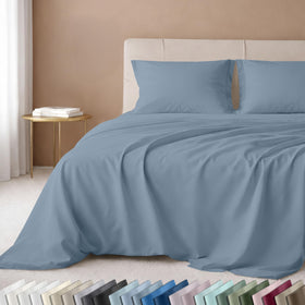 California Design Den 600TC flat-top view highlights hotel-grade softness and gleaming sateen finish.