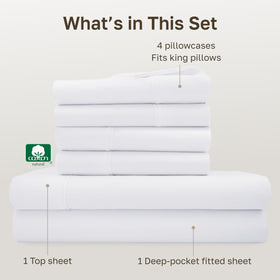 California Design Den sheet set envelope-closure detail improves pillowcase security.