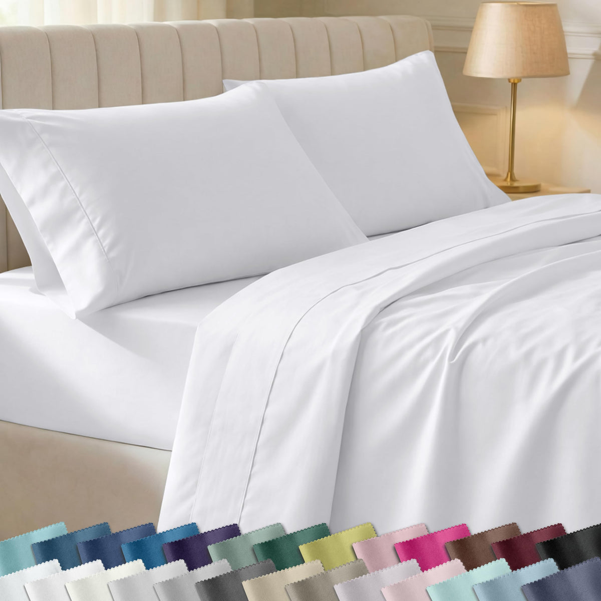 California Design Den king flat sheet close-up, showcasing soft, breathable cotton.