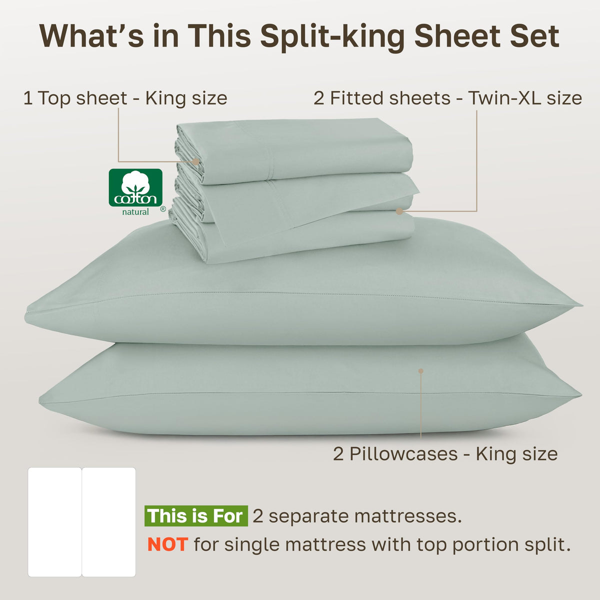 Close-up of deep-pocket fabric from California Design Den split king set
