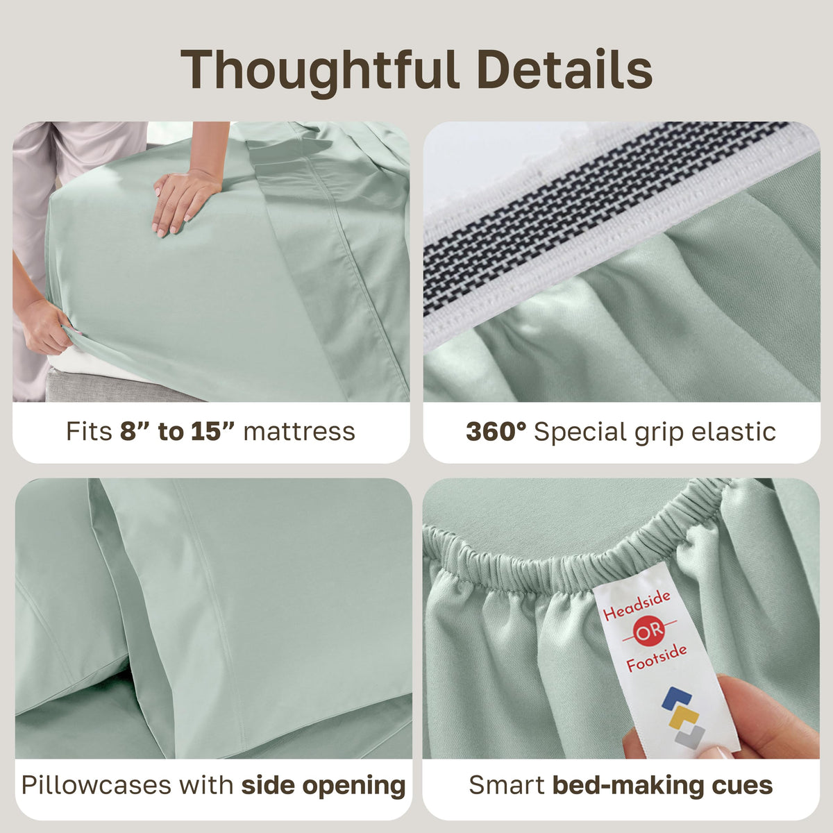 Natural cotton sateen weave from California Design Den for year-round comfort