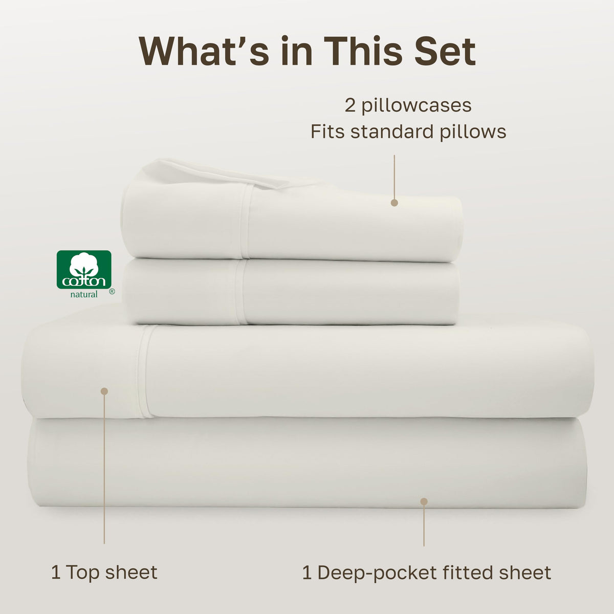 California Design Den bed-making tags on ivory sheet set aiding quick bed setup