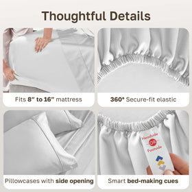 Bed with California Design Den silver bedding set ready for styling