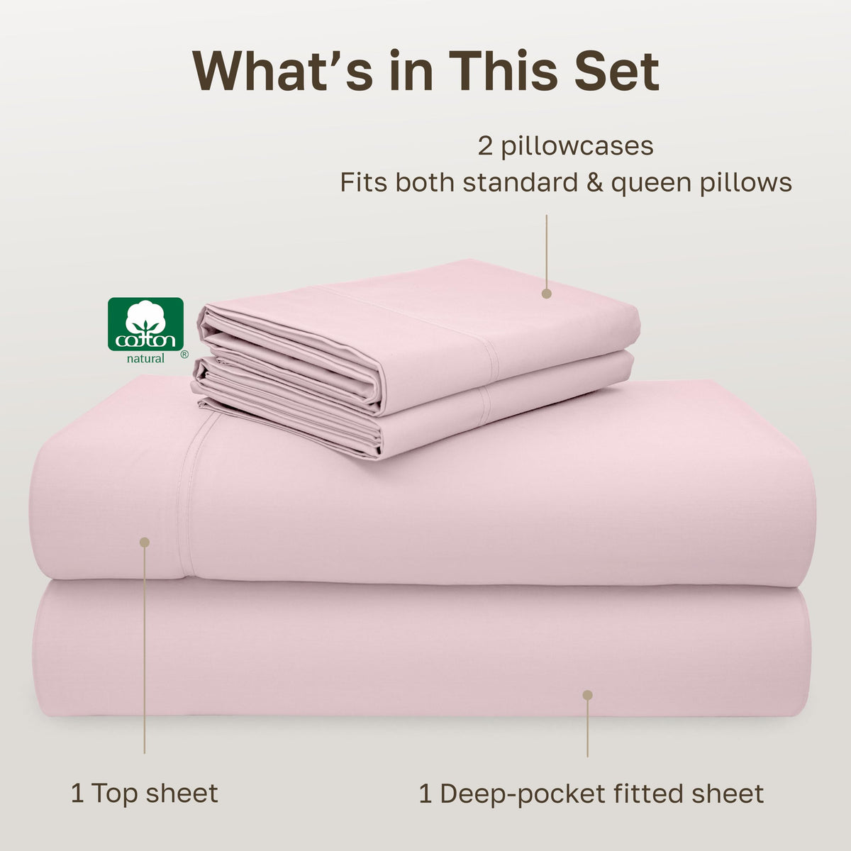 California Design Den blush pink sheet set adding soft color to bedroom