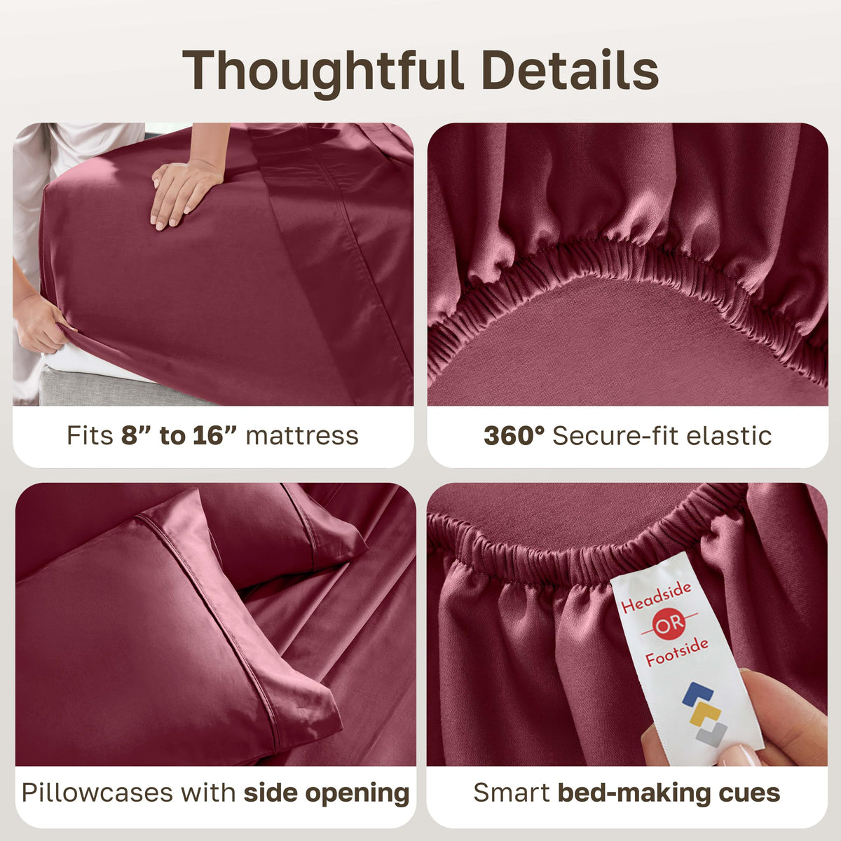 California Design Den burgundy red sheets add rich color to any bedroom