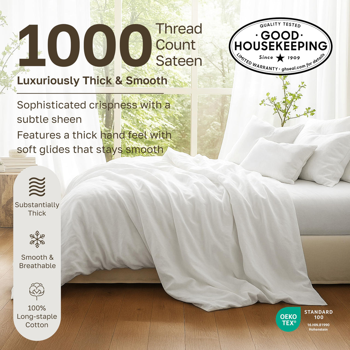 California Design Den California King fitted sheet with deep pockets up to 16 inches.