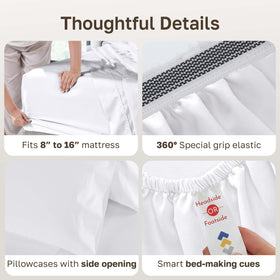 Luxurious sateen weave on natural 100% cotton with subtle sheen.
