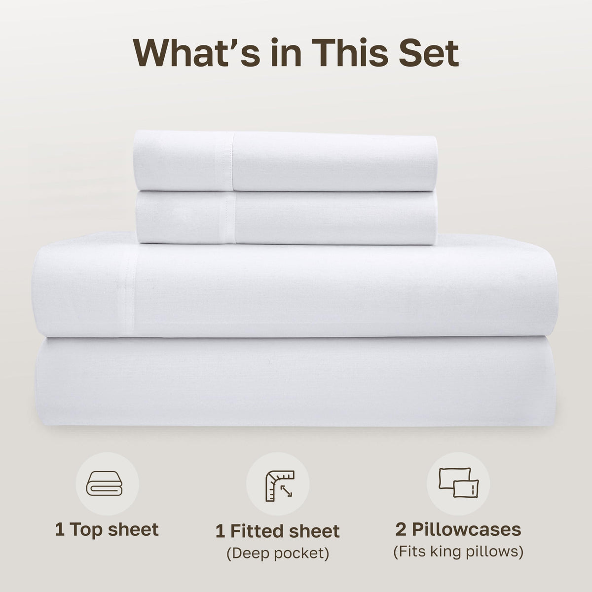 California Design Den white bedding set displayed on bed showcasing clean, spa-like look.