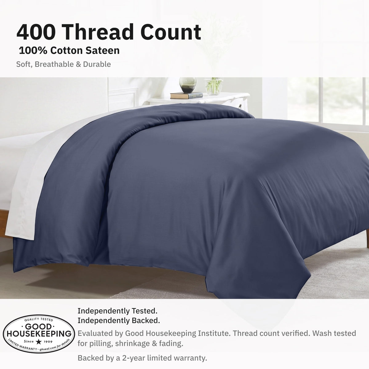 California Design Den inside corner ties keep duvet insert neatly in place.