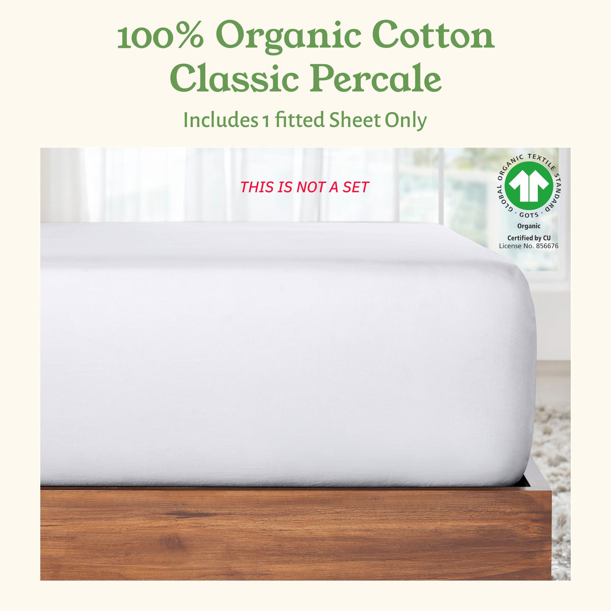 California Design Den crisp matte percale weave delivers breathable, structured sleep surface.