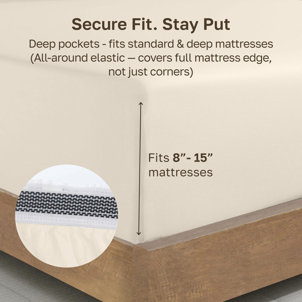 California Design Den queen fitted sheet with 15-inch deep pocket for secure fit