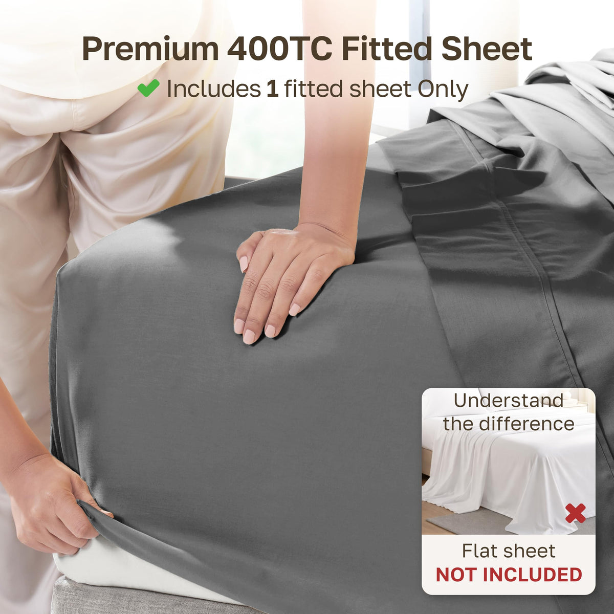 California Design Den 16-inch deep pocket keeps the sheet in place overnight