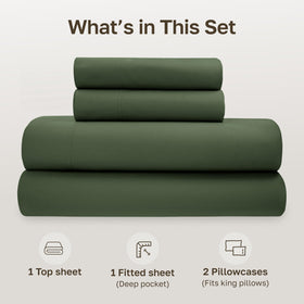 California Design Den deep-pocket elastic fits mattresses up to 15 inches.