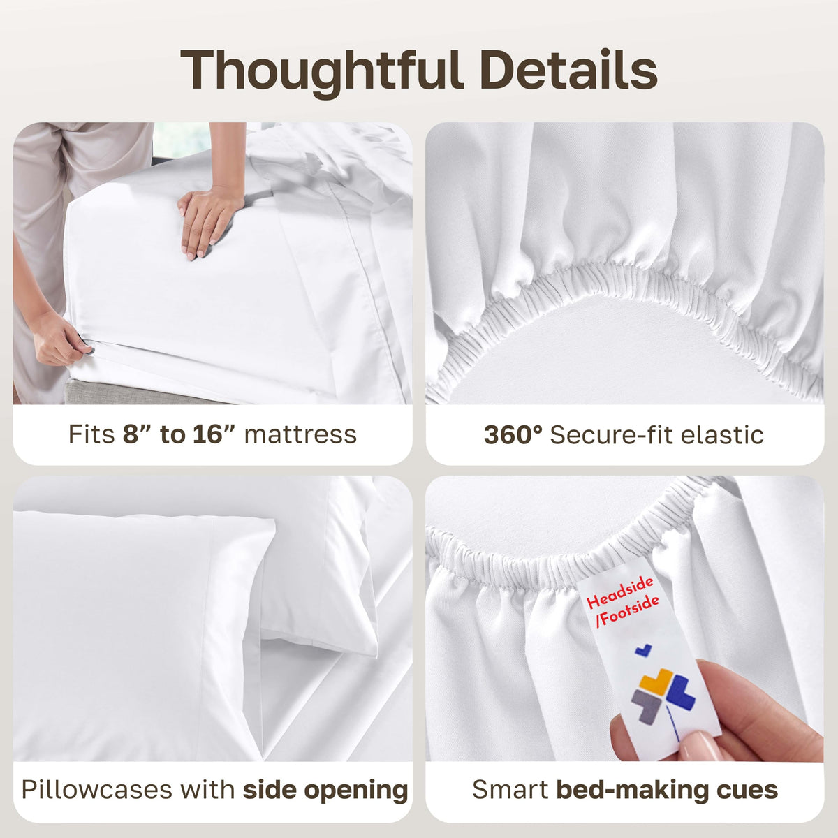 California Design Den deep-pocket elastic for a secure fit on 8–16 inch mattresses