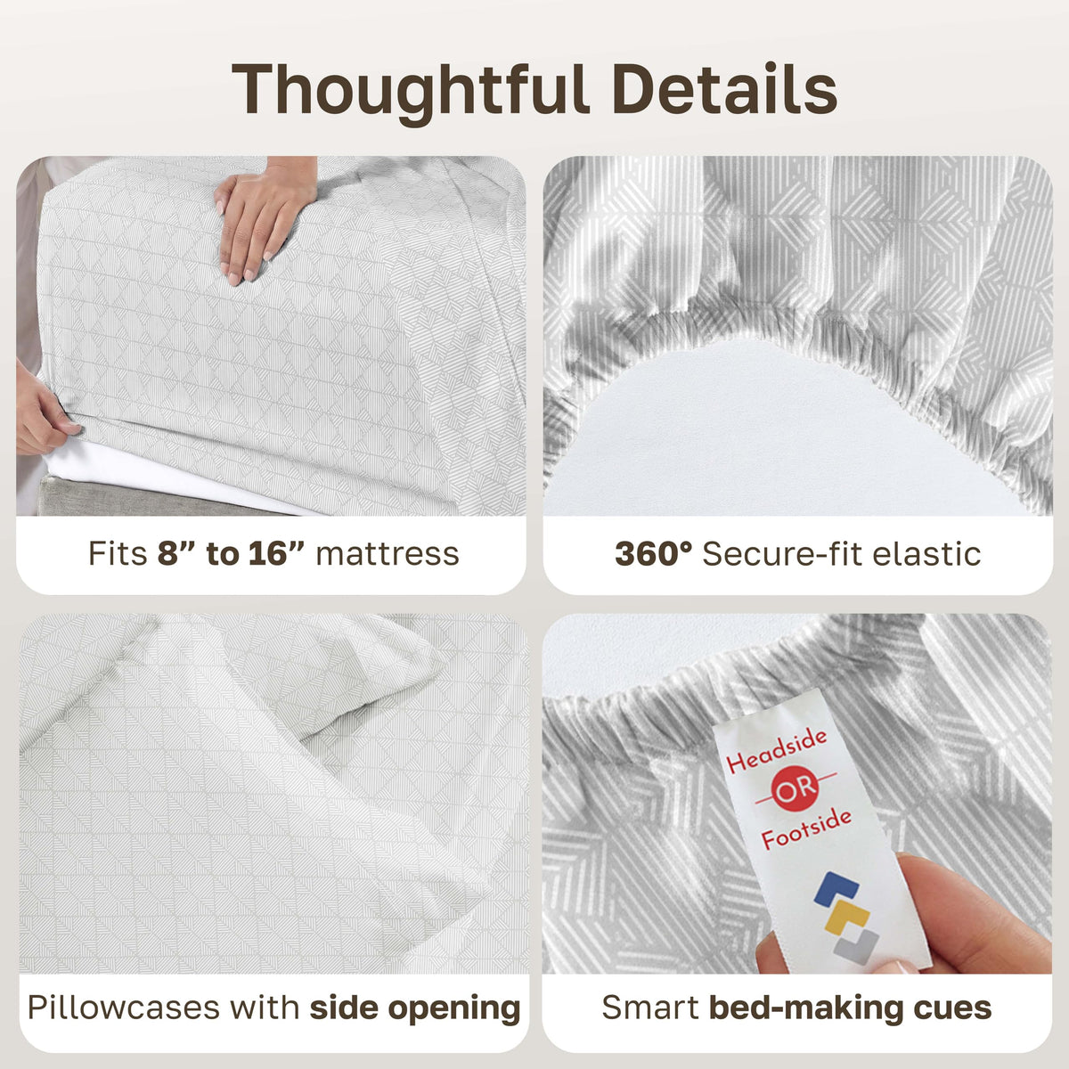 California Design Den deep-pocket fitted sheet for secure fit on 8–16 inch mattresses