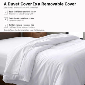 Button closure on California Design Den duvet cover for easy bed changes