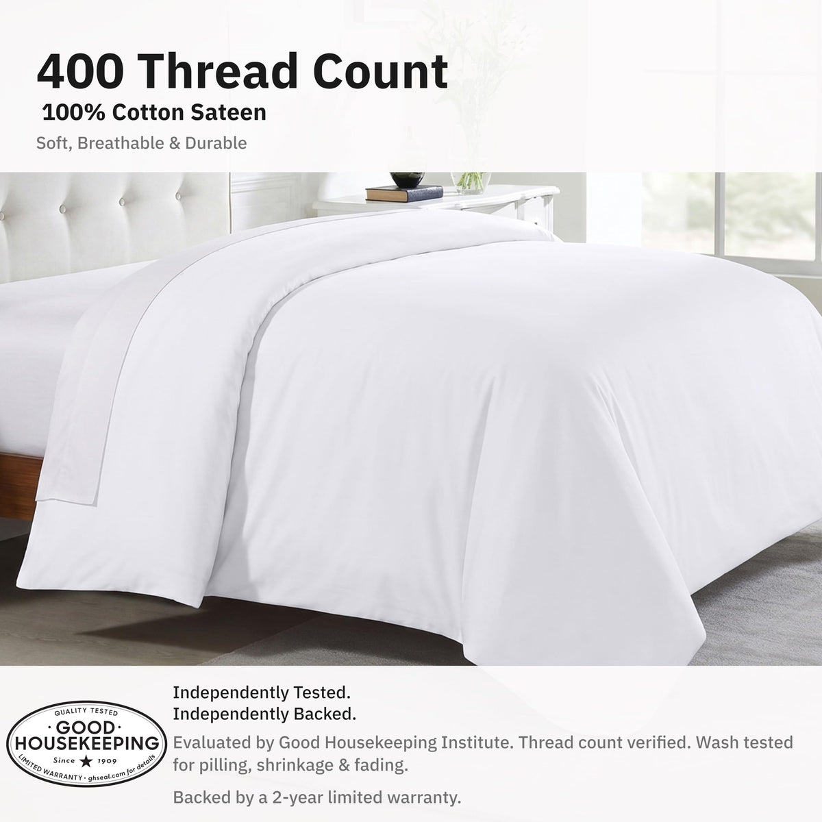 Stitching detail on California Design Den duvet cover for durability