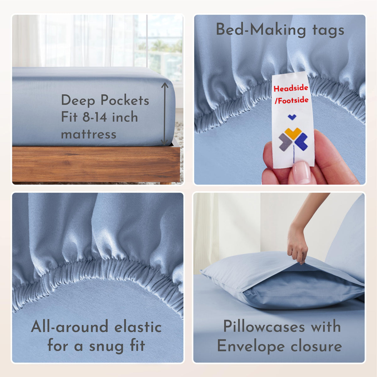 California Design Den elastic all-around fitted sheet stays in place