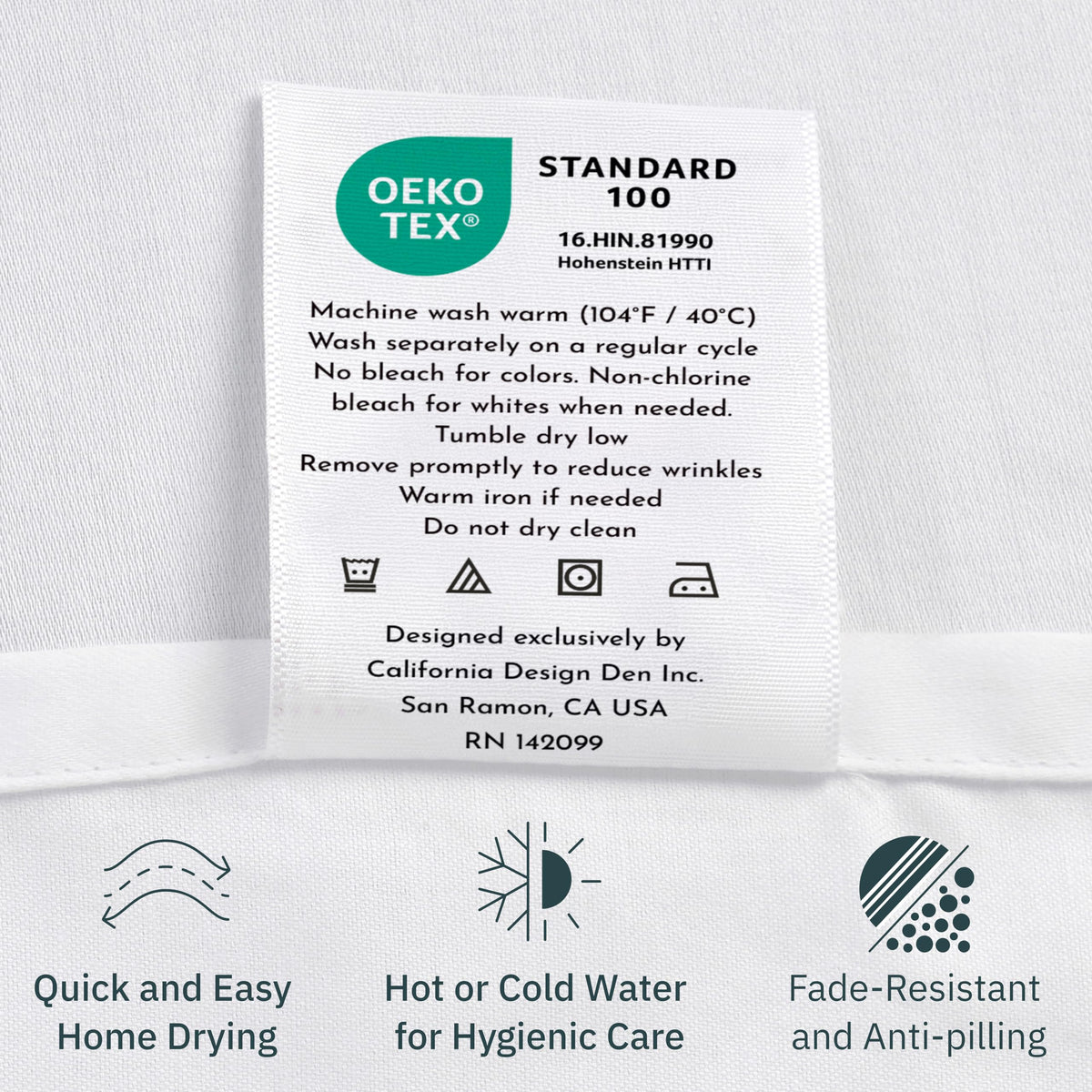 California Design Den fitted sheet elastic all around ensures snug bed fit