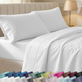 California Design Den flat sheet in antique white for breathable nighttime comfort