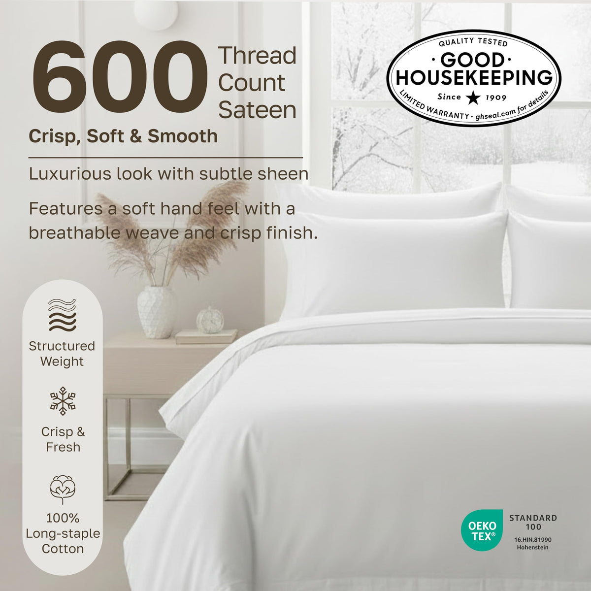 California Design Den flat sheet with 84x96 dimensions for easy bed-making.