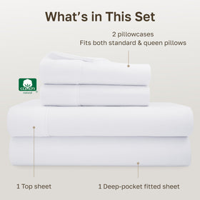 California Design Den flat sheet measures 90x102 inches for generous coverage.