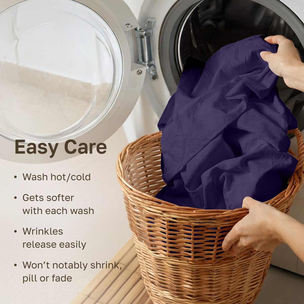 Good Housekeeping Award badge for California Design Den purple sheet set signals trusted quality.