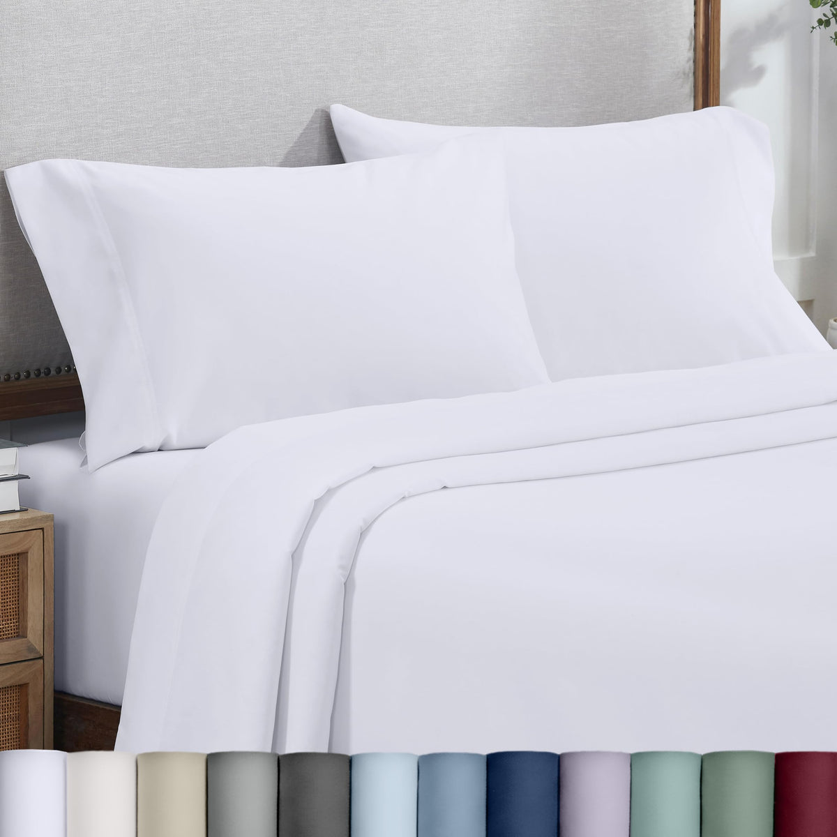 California Design Den heirloom king pillowcase 2-pack in white; fits king pillows securely.