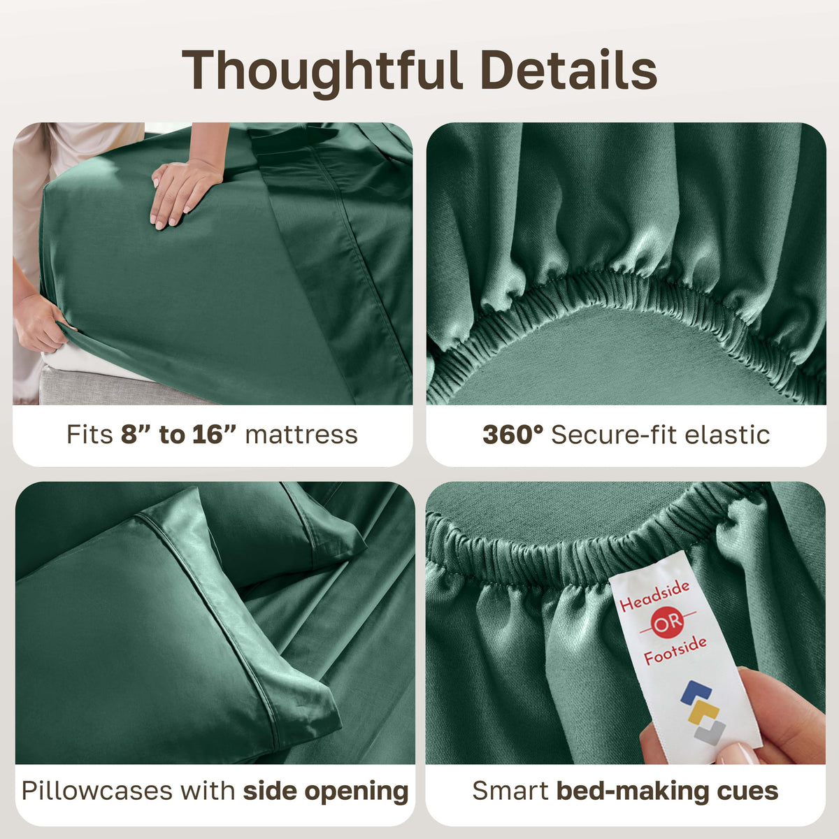 California Design Den hunter-green sheets in rich color and versatile decor.