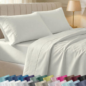 California Design Den ivory flat sheet laid flat showing smooth sateen finish for comfort