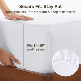 California Design Den king fitted sheet white with all-around elastic holds sheet in place