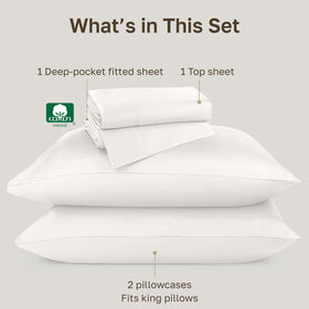 California Design Den king flat sheet features a refined hemstitch on true ivory.
