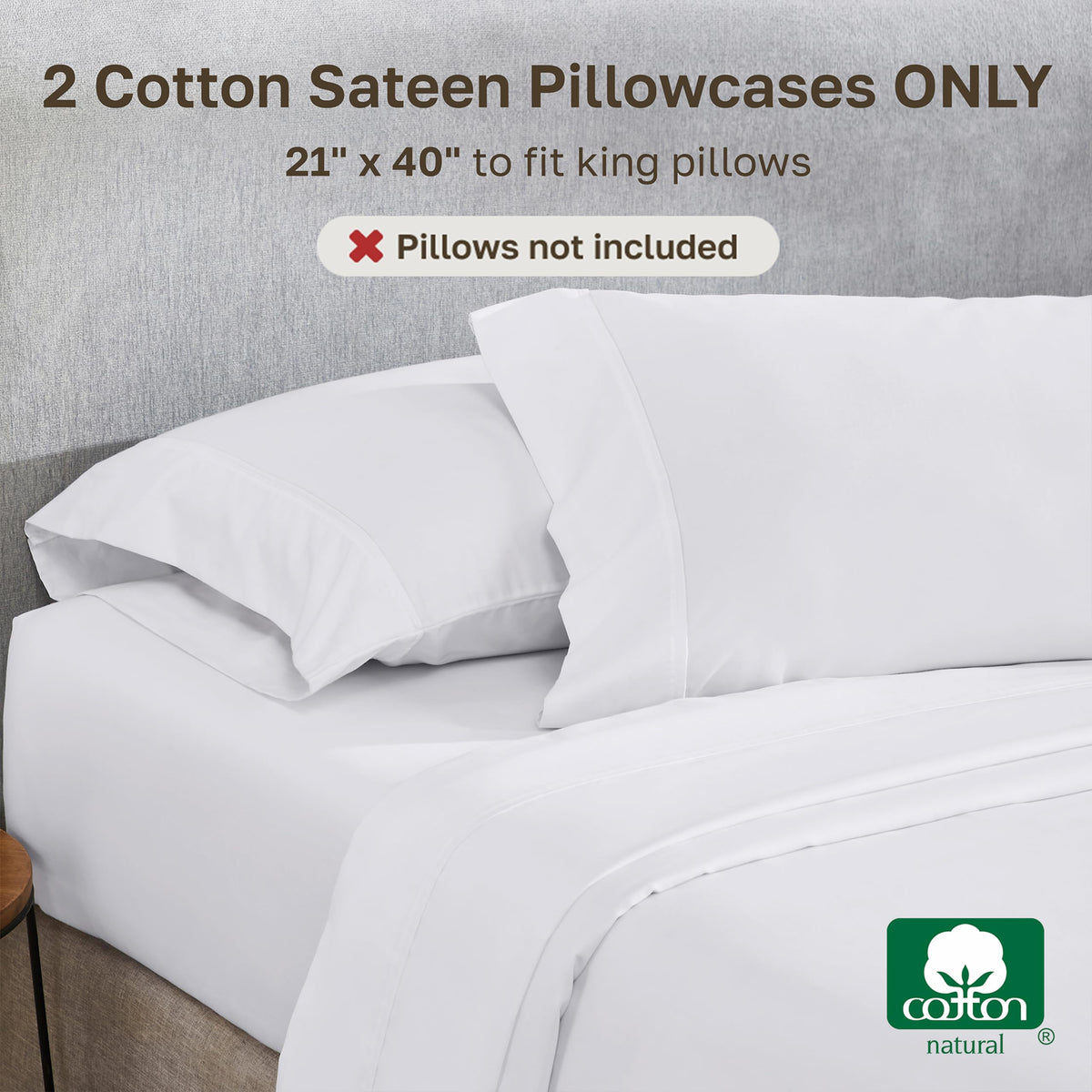 Open-end hem design on California Design Den king pillowcase for easy slip-on.