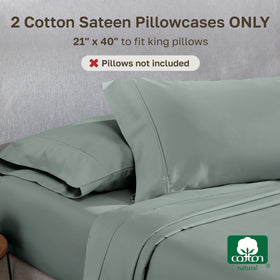 California Design Den king pillowcase sage green open-end hem demonstrates easy slip-on design