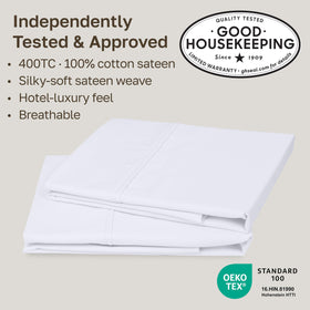 Close-up of soft sateen finish on California Design Den pillowcase showing smooth texture.