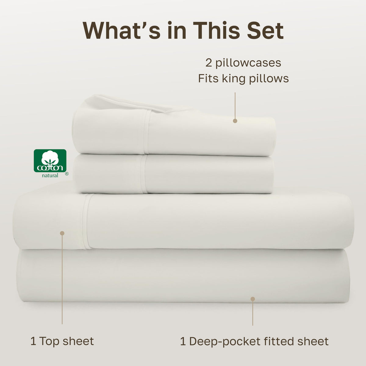 Open-end ivory pillowcases from California Design Den king set.
