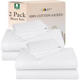 California Design Den king sheet set flat top sheet with soft, breathable sateen finish for comfort