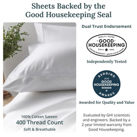 California Design Den king sheets with deep pockets fit mattresses 8-16 inches securely.
