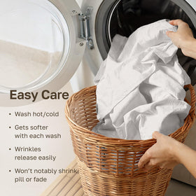 California Design Den king sheets with matte texture that softens with washing