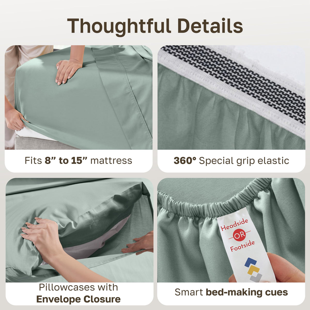 California Design Den sage green set provides a classic, fresh bedroom look.