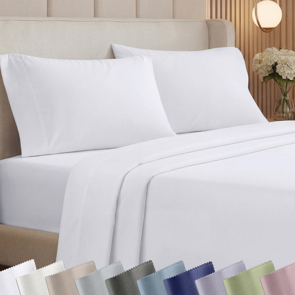 California Design Den king sheets top sheet offers generous coverage with a smooth, breathable finish.